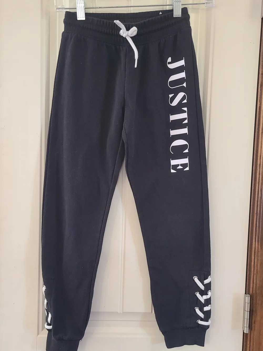 Justice Girls Black Logo Lace-Up Jogger Pants